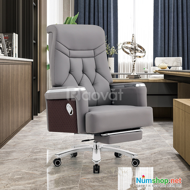 Ghế xoay giám đốc da thật CR4112-L có gác chân ngã lưng đẹp HCM